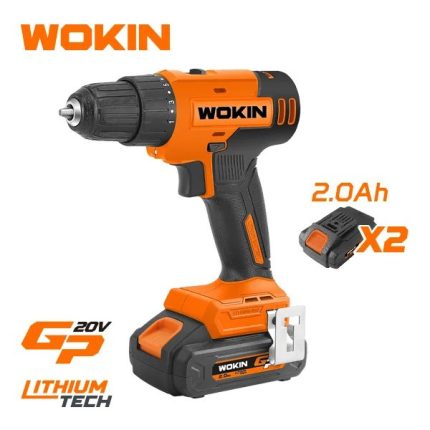 دریل شارژی 10 چكشی 20 ولت دو باتری (WOKIN) مدل 622103